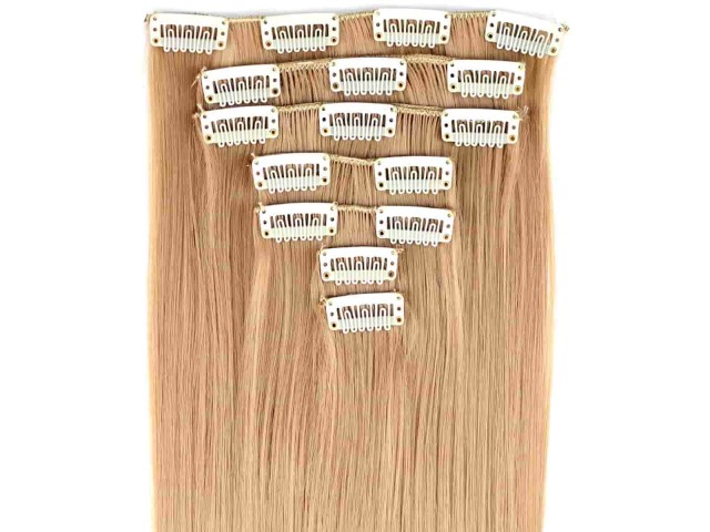 Extensions de cheveux à clips couleur blond clair