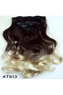 Extensions de cheveux à clips couleur Brun blond balayage Tie and dye ombré