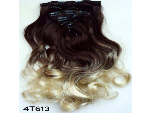 Extensions de cheveux à clips couleur Brun blond balayage Tie and dye ombré