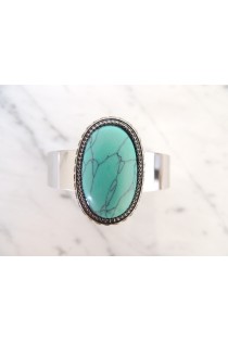 Bracelet manchette à grande pierre turquoise